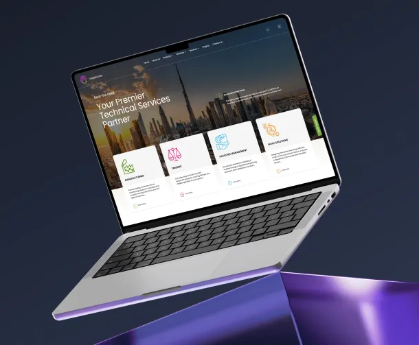 A modern website for Thushhaara, showcasing HVAC and end-to-end technical solutions.